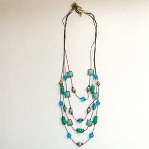 NY & Co Turquoise Layered Beaded Necklace